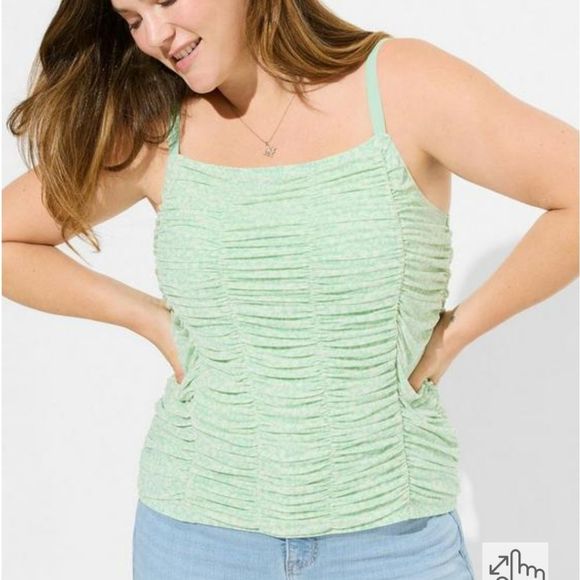 torrid Tops - Torrid Stretch Mesh Cropped Shirred Cami